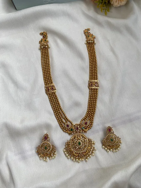 Golden Pearl Long Haram with earrings
